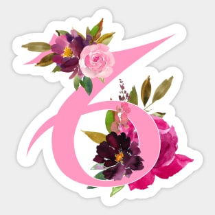 Capricorn Horoscope Zodiac Pink Flower Design Sticker